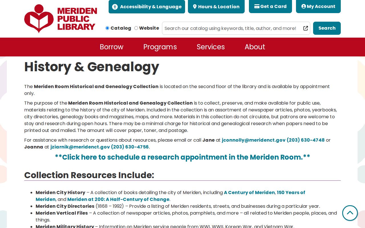Meriden city directory collections at the public library