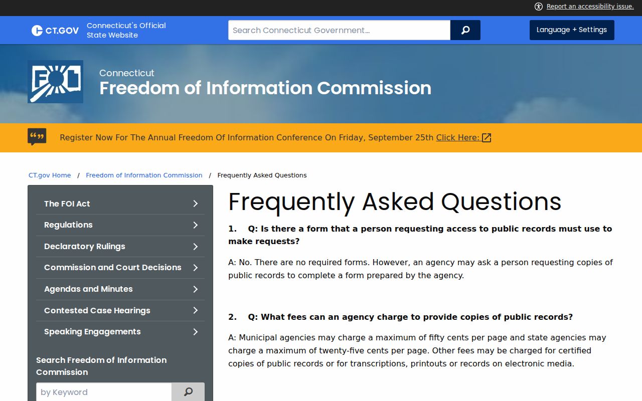 Meriden residents directory Connecticut public records request guidance