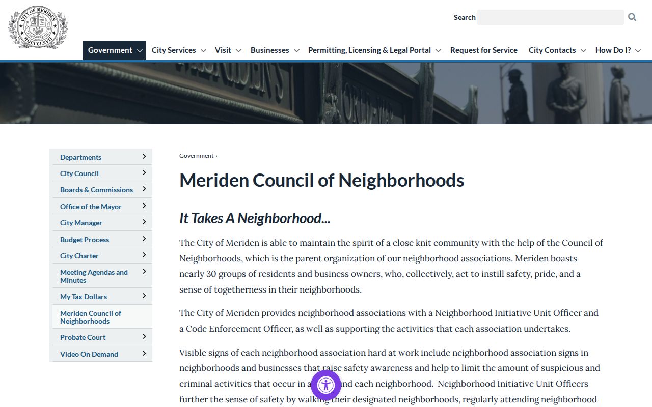 Meriden neighbors Council of Neighborhoods directory